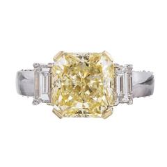5.14 Carat Fancy Yellow Diamond Two Color Gold Ring