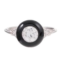 Onyx .60 Carat Diamond Platinum Solitaire Ring