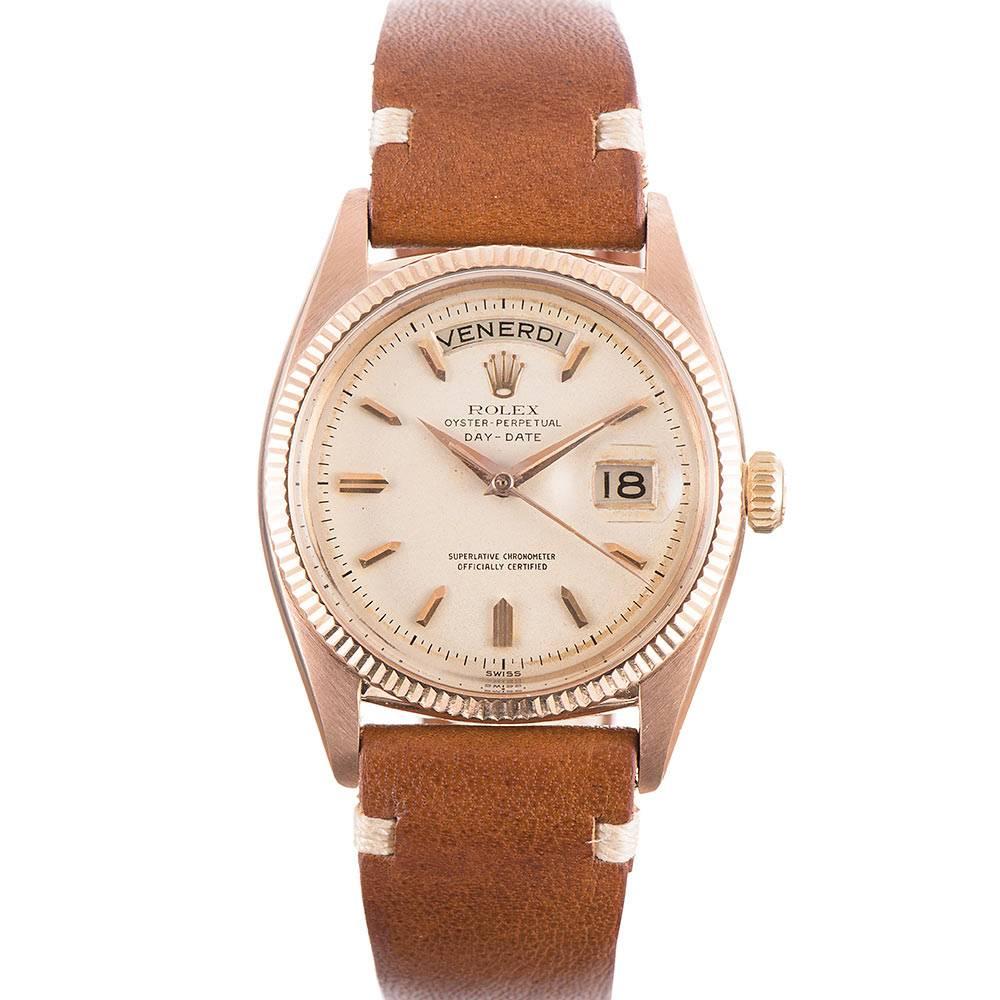 Rolex Rose Gold Italian Day-Date Wristwatch 