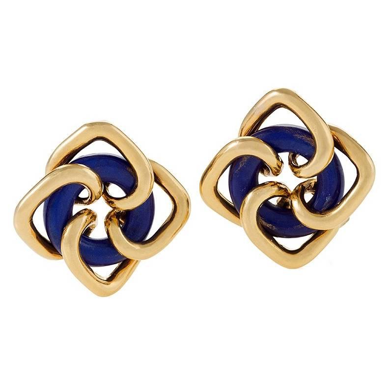 Tiffany & Co. Mid-20th Century Lapis Lazuli and Gold Earrings 