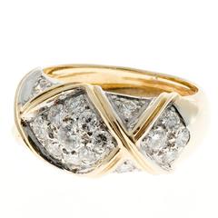 Peter Suchy Pave Diamond Dome "X" Gold Ring 1