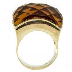 Retro Designer faceted Citrine Gold Ring