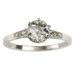 Art Deco 0.84 Carat Diamond Platinum Single Stone Ring 4