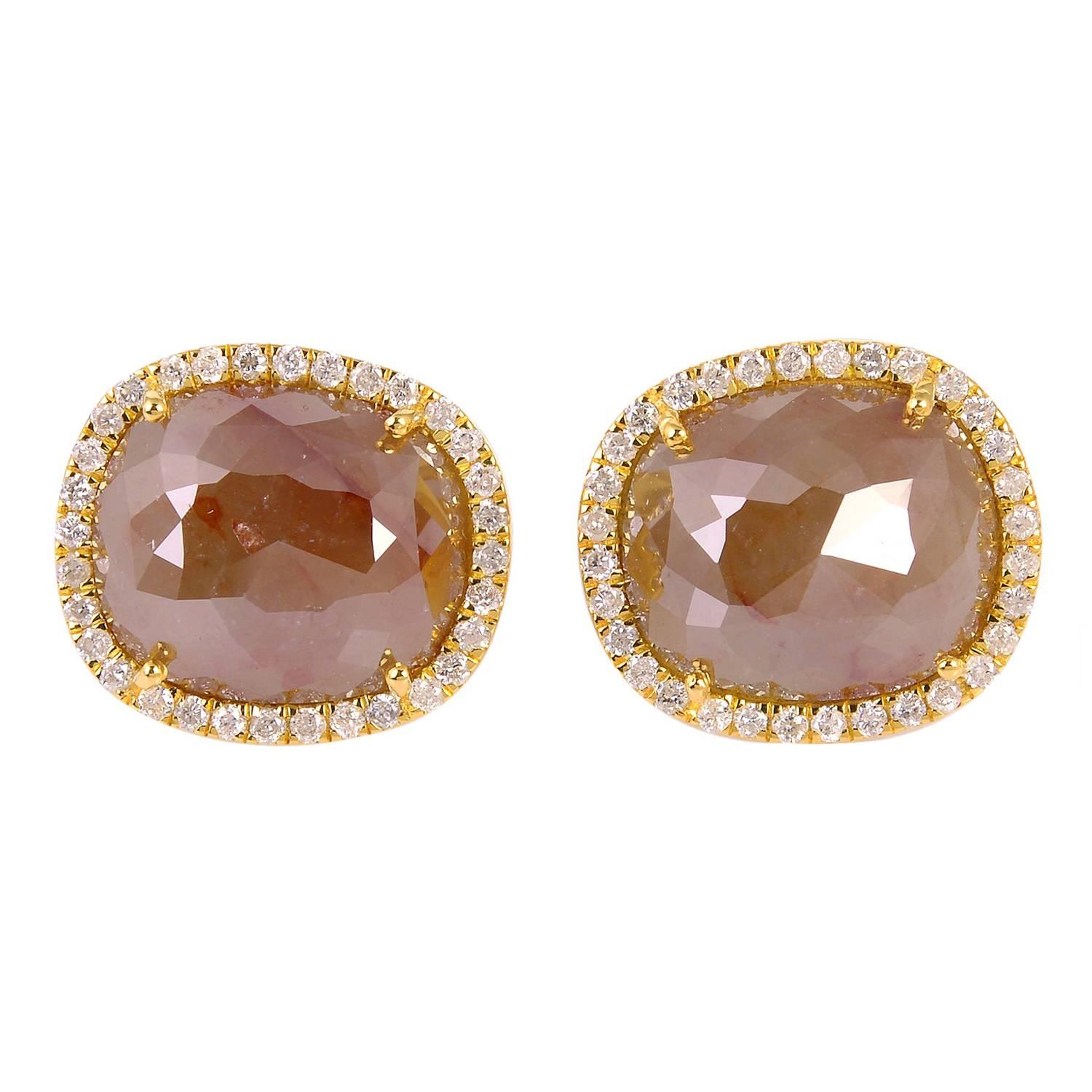 Ice Diamond Gold Stud Earrings
