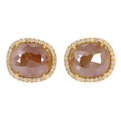 Ice Diamond Gold Stud Earrings 1