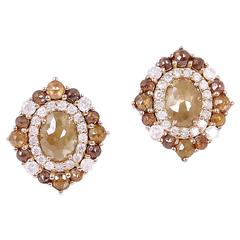 Cluster Ice Diamond Gold Stud Earrings