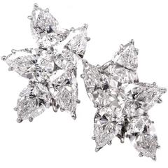 1960s Pear GIA Certified Diamond Platinum Cluster Earrings 10