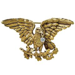 Diamond Gold Eagle Brooch