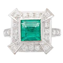 Emerald Diamond Platinum Ring 10