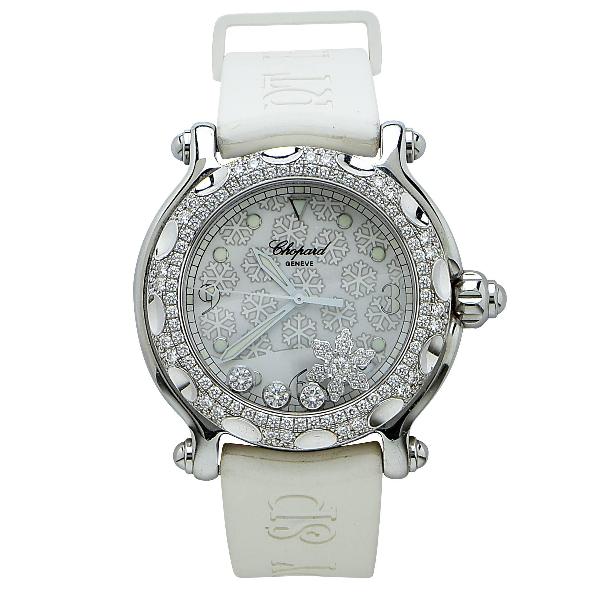 Chopard Stainless Steel Diamond Snowflake Quartz Wristwatch Ref 288946