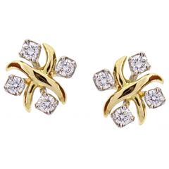 Tiffany & Co. Jean Schlumberger Lynn Diamond Gold Platinum Earrings