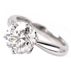 Vintage 3.01 Carat GIA Cert Diamond Platinum Engagement Ring