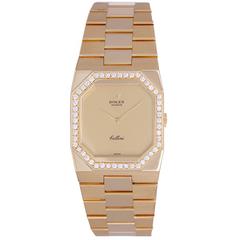Rolex Yellow Gold Diamond Bezel Cellini Quartz Wristwatch Ref 4650