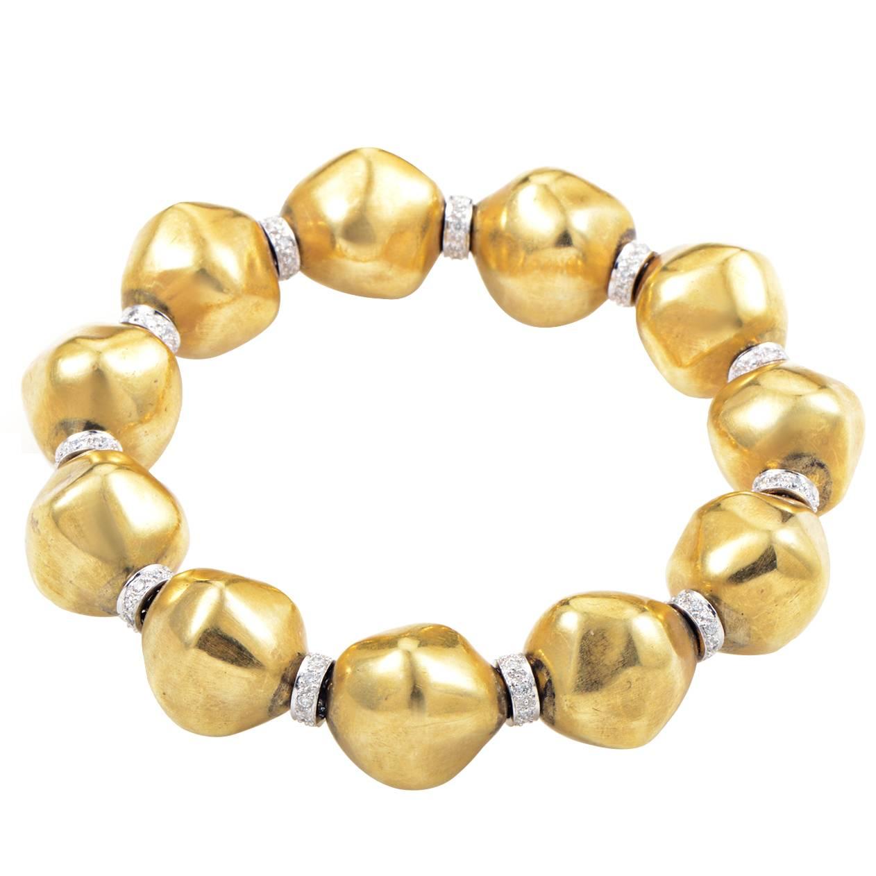 Diamond Gold Bead Bracelet