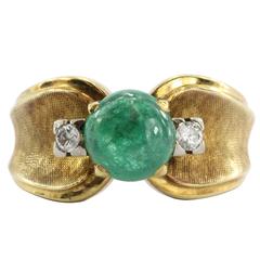 Gubelin Cabochon Emerald Diamond Gold Ring