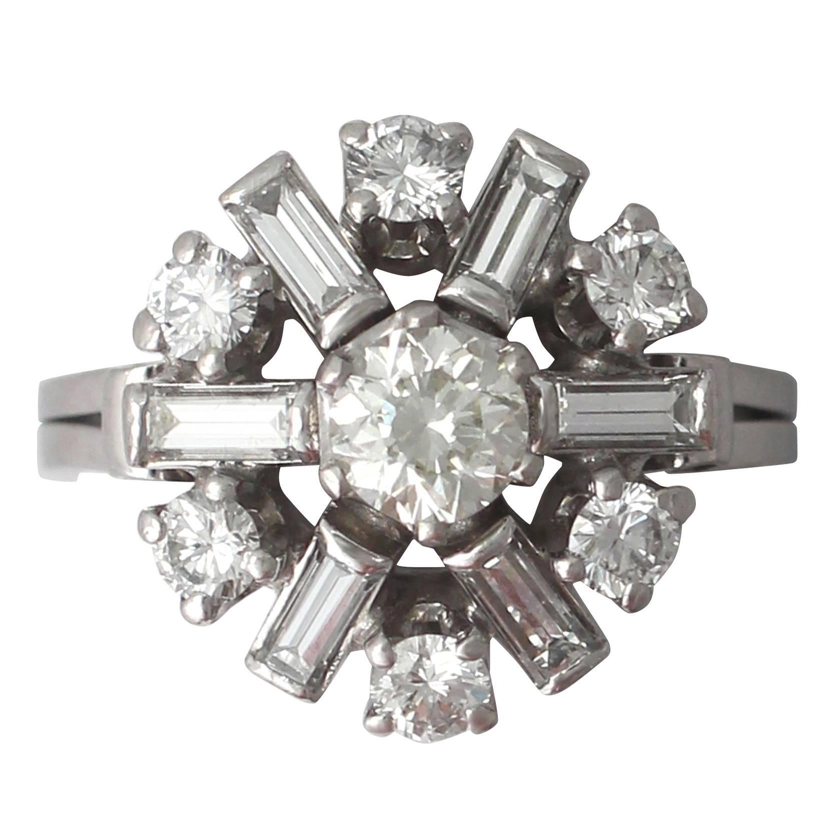 1.66Ct Diamond and Platinum Dress Ring - Vintage Circa 1950