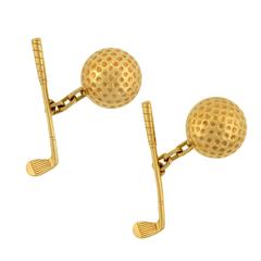 Vintage Larter & Sons Gold Golf Motif Cufflinks