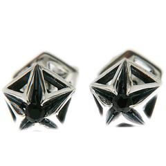 Pyramid Black Sapphire Silver Stud Earring 1