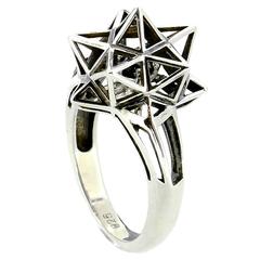 Framed Mini Sapphire Silver Ring 7