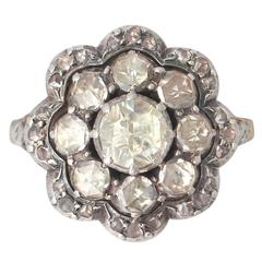 Antique Dutch 1890s 1.07 Carat Diamond, 14k Yellow Gold Cluster Ring 1