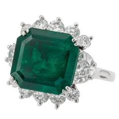 7.50 Carat Square Colombian Emerald Diamond Engagement Ring