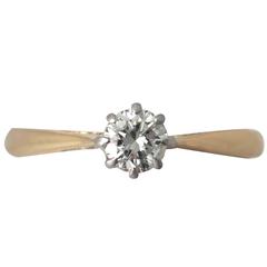 0.40Ct Diamond and 18k Yellow Gold Solitaire Ring - Vintage 1975 12