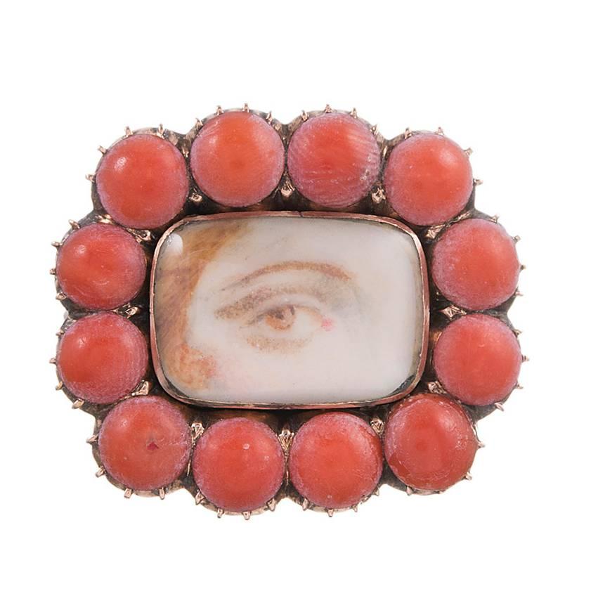1820s Coral-Framed Lover’s Eye Pin