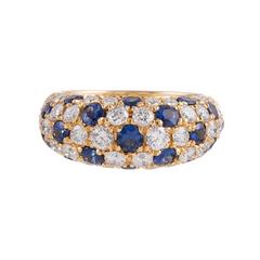 Vintage Sapphire Diamond Gold Speckled Half Eternity Dome Ring