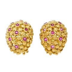 Spitzer & Furman Ruby Gold Domed Clip Post Earrings
