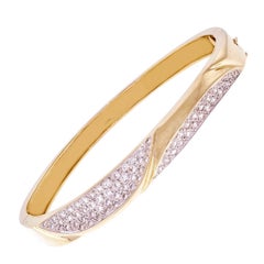 Large Pavé Diamond Gold Bangle Bracelet