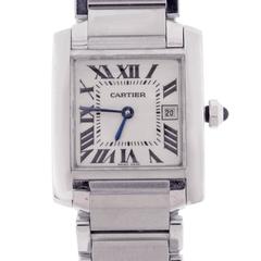 Cartier Lady's Stainless Steel Tank Française Quartz Wristwatch Ref 2465