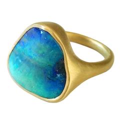 Dalben One of a Kind Boulder Opal Satin Gold Ring