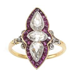 Antique Ruby Diamond Gold Ring