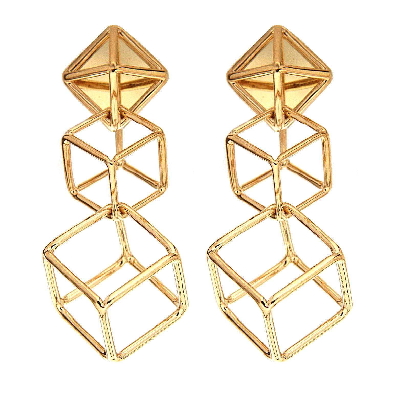 Valentin Magro Cushion Cube Gold Earrings