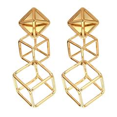 Valentin Magro Cushion Cube Gold Earrings