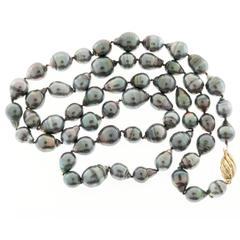 Black South Sea Cultured Pearl Baroque Gold Necklace
