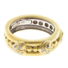 Judith Ripka Diamond Gold Three Heart Wedding Band Ring