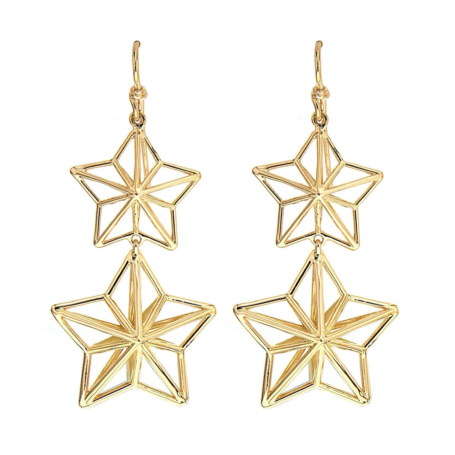 Dangling Stars Gold Earrings