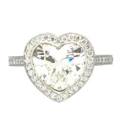 2.28 Carat GIA Cert Heart Shaped Diamond Platinum Halo Ring