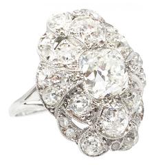1900s Antique 2.01 Carat Old Cushion Center Diamond Platinum Dress Ring 12
