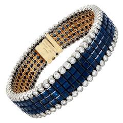 Van Cleef & Arpels Mystery-Set Sapphire Diamond Gold Platinum Bracelet 9