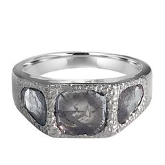 Slice Diamond Textured Gold Ring