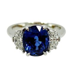 Tiffany & Co. 5.99 carat Natural Blue Sapphire Diamond Platinum Ring