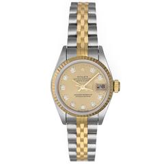 Rolex Lady's Yellow Gold Stainless Steel Datejust Wristwatch Ref 69173