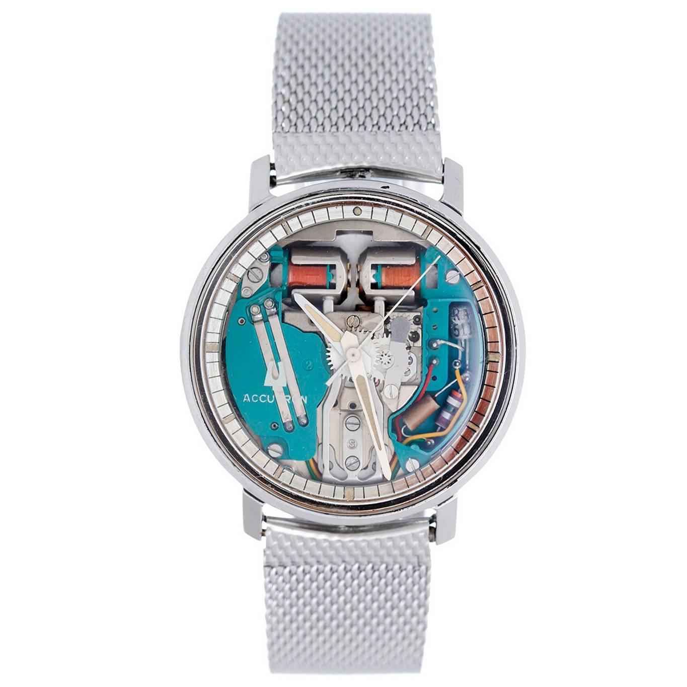Bulova Stainless Steel Accutron Spaceview Backset Quartz Wristwatch 
