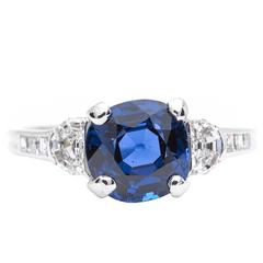 Tiffany & Co. Art Deco 2.23 Carat Sapphire Half Moon Diamond Engagement Ring