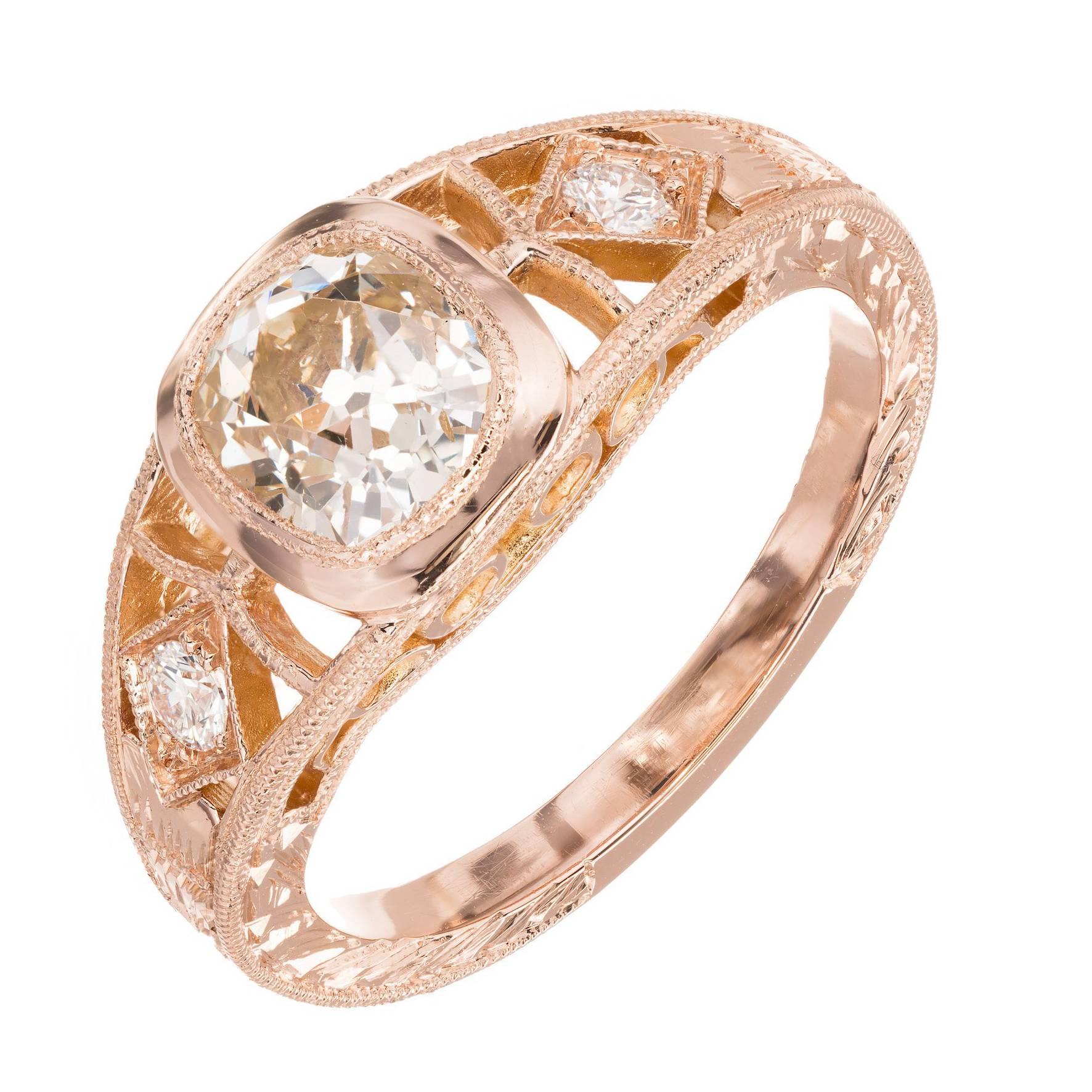 GIA Certified Peter Suchy 1.00 Carat Diamond Gold  Ring For Sale