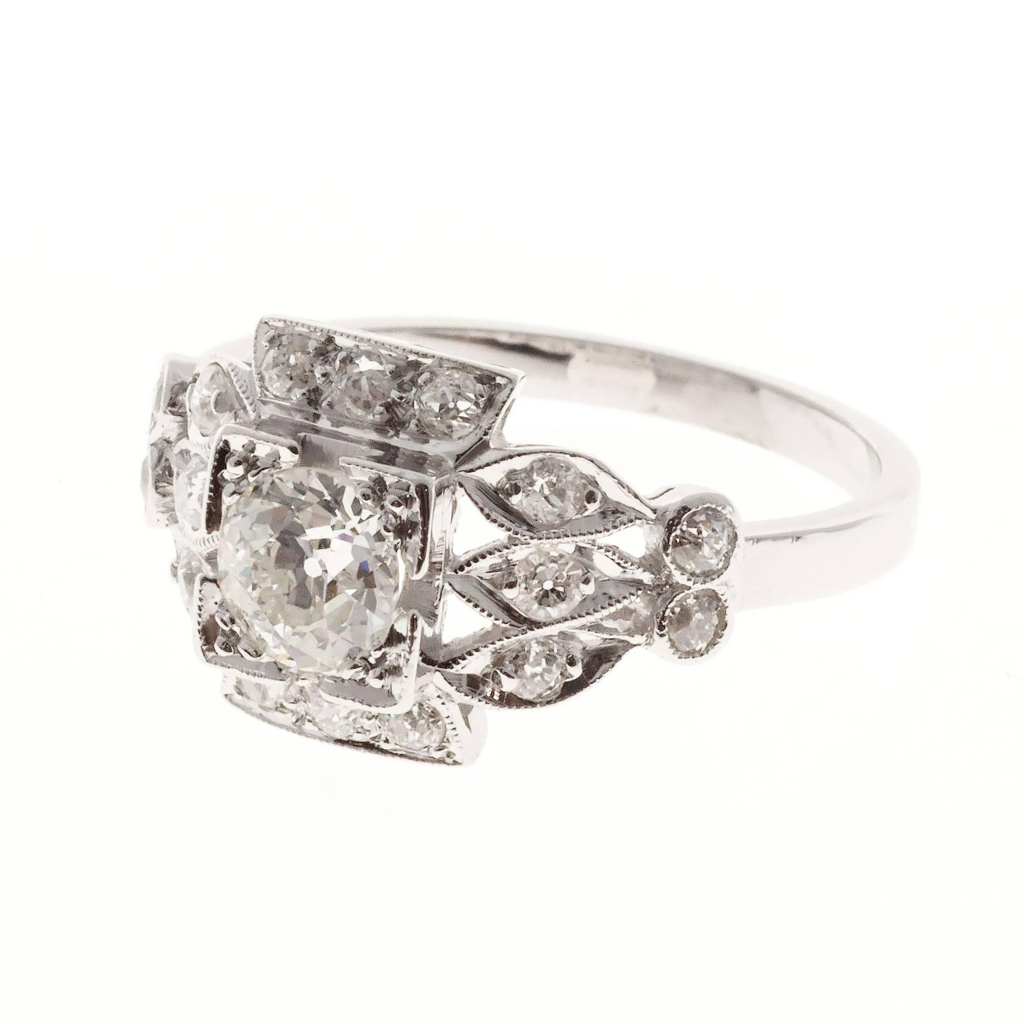 Art Deco Old European Cut Diamond Engagement Ring