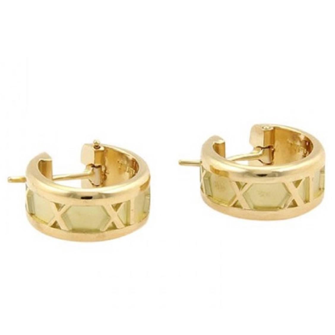 Tiffany & Co. Italy Atlas 1995 Collection 18kt Gold Huggie Hoop Earrings 