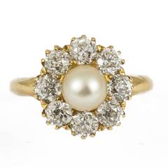 Antique Ryrie Bros. Natural Pearl Diamond Gold Ring